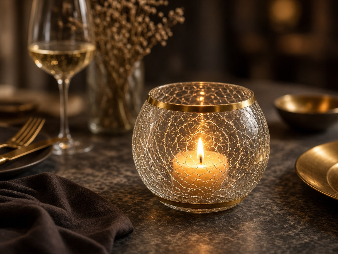 Cracked Glass Candle Holder